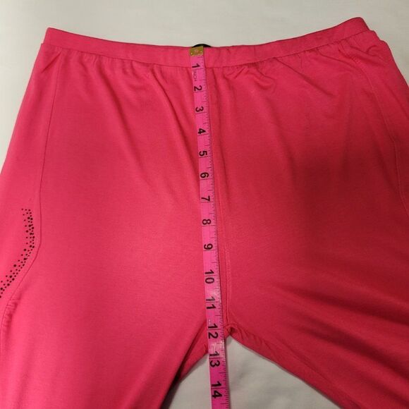 FUCHSIA Pink Elastic Waist Cotton Poly Capri Pants with Sequin Accents L/XL - Picture 8 of 9